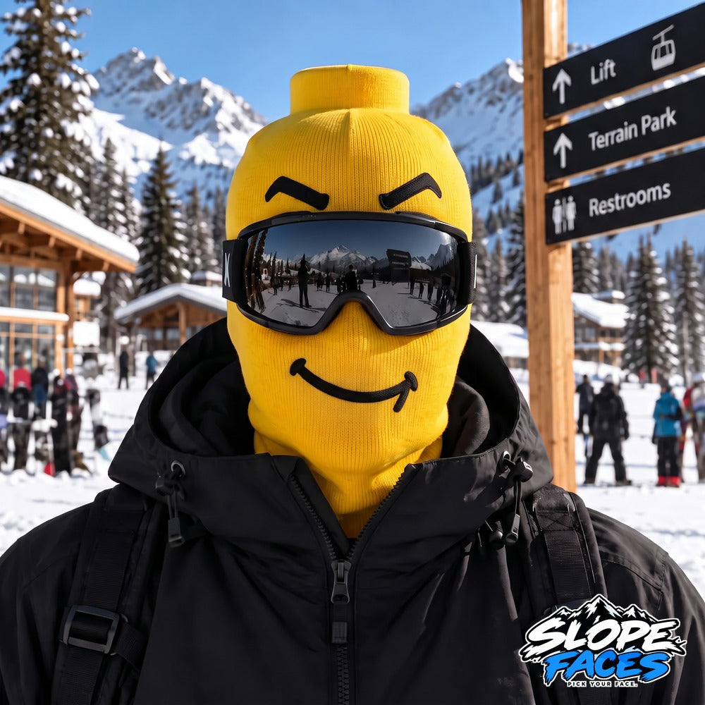 Smile ski balaclava worn with goggles